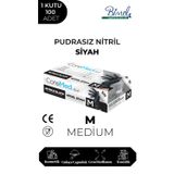 Nitril Siyah Pudrasız Muayene Eldiveni M - 1 Paket 100 lü