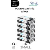 Nitril Siyah Pudrasız Muayene Eldiveni S - 5 Paket 100 lü