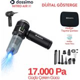 Nitro X1 Kablosuz Araç İçi Süpürge Güçlü Vakum Hava Pompası Dijital Gösterge Çanta Siyah Gri