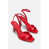 NITU Shoes Kırmızı Rugan Bilekten Bağlamalı Yüksek Topuklu Ayakkabı