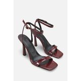 NITU Shoes Light Bordo Rugan Bilekten Bağlamalı Yüksek Topuklu Ayakkabı