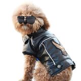 NIULA Köpek Kışlık Kaban Pu Deri Motosiklet Ceketi Köpek Evcil Hayvan Giysileri için Deri Ceket, Su Geçirmez (L)