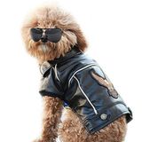 NIULA Köpek Kışlık Kaban Pu Deri Motosiklet Ceketi Köpek Evcil Hayvan Giysileri için Deri Ceket, Su Geçirmez (M)
