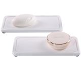 NiuYichee 2 Adet Su Emici Taş Tepsi, Mutfak/Banyo Lavabo Sabunluğu, Modern Evde El Sabunu ve Kozmetik Şişeleri için Kullanılan Diatomit Tepsi, 4 "G x 8.3" L, Beyaz