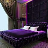 Niva Baza Çift Kişilik Baza Başlık Sandıksız Chester Set Mor Yatak Hariç - 150 x 200 cm