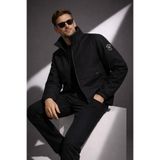NIVARO Erkek Siyah Ceket Regular Fit Dik Yaka Fermuarlı Modern Stil Mevsimlik Mont