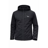 NIVARO Erkek Siyah Softshell Outdoor Mont Sök Tak Kapüşonlu Su Geçirmez