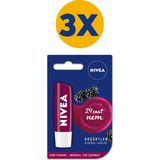 Nivea 24 Saat Nemlendirme Sağlayan Böğürtlen Dudak Bakım Kremi x3 Adet Doğal Yağlar ile Zenginleştirilmiş