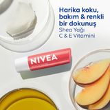 Nivea 4,8 g Peach Shine Dudak Bakım Kremi Dermatolojik Olarak Onaylı 24 Saat Bakım Sağlar