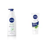 NIVEA Aloe Vera Vücut Losyonu, 400 ml, Normal/Kuru Ciltler için + NIVEA Yatıştırıcı El Kremi 75 ml, Aloe Vera, Kuru Ciltler için, Nemlendirici El Kremi