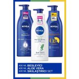 NIVEA Aloe Vera Vücut Losyonu 400ml & Vücut Sütü Besleyici 400ml & Q10 Sıkılaştırıcı Vücut Sütü 400 ml