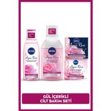 NIVEA Aqua Rose Gül Suyu İçeren Çeyiz Seti, Makyaj Temizleme Suyu 400ml, Tonik 200ml, Gündüz ve Gece Kremi