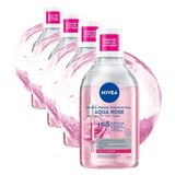 NIVEA Aqua Rose Gül Suyu ve Serum İçeren Çift Fazlı Micellar Makyaj Temizleme Suyu 400ml,Yüz Göz Dudak, SPF Filtrelerini Temizler (4 paketi)