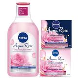 NIVEA Aqua Rose Günlük Micellar Makyaj Temizleme Suyu 400ml, Kırışıklık Karşıtı Gündüz ve Gece Bakım Kremi 50ml, Organik Gül Suyu, Kalsiyum, İnce Çizgi Görünümü