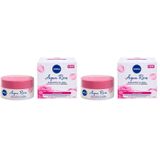 NIVEA Aqua Rose Hyaluron ve Organik Gül Suyu İçeren Nemlendirici Jel Yüz Kremi, 50 ml, 48 Saat Yoğun Nemlendirme, Tüm Cilt Tipleri için, Işıltılı, Pürüzsüz Cilt (2 paketi)