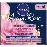 Nıvea Aqua Rose Kırışıklık Karşıtı Gece Yüz Bakım Kremi 50ML Kalsiyum ile İnce Çizgi Görünümünü Azaltır