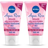 NIVEA Aqua Rose Organik Gül Suyu İçeren Makyaj Temizleme Jeli 150 ml, Nemlendirici, Canlandırıcı (2 paketi)