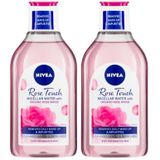 NIVEA Aqua Rose Organik Gül Suyu İçeren Micellar Makyaj Temizleme Suyu 400 ml,Nemlendirici, Günlük Makyaj, Yüz, Göz ve Dudak (2 paketi)