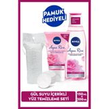 NIVEA Aqua Rose Organik Gül Suyu Makyaj Temizleme Jeli 150ml Ve Nemlendirici Tonik 200ml, Pamuk Hediyeli