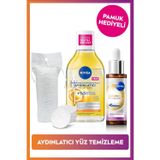 NIVEA Aydınlatıcı Bakım Seti, Makyaj Temizleme Suyu 400ml ve Luminous630 Skin Glow Serum 30ml,Pamuk Hediye