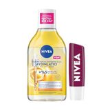 NIVEA Aydınlatıcı Micellar Makyaj Temizleme Suyu 400ml ve Nemlendirici Böğürtlen Dudak Bakım Kremi 4,8gr,Cilt Bakım Seti