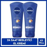 Nivea Besleyici El Kremi 24 Saat Nemlendirme Etkisiyle 75 ml x 2 Kuru Ciltler İçin