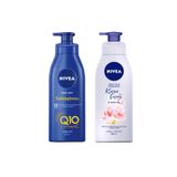 NIVEA Besleyici Sıkılaştırıcı Vücut Sütü 400 ml + Nbody Pump Kiraz Çiçeği Jjojoba Yağı Losyon 400 ml