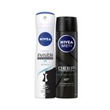 Nivea Black & White Antiperspirant Ter Önleyici Leke Yapmayan Erkek Deodorant Seti 150 ml x 2