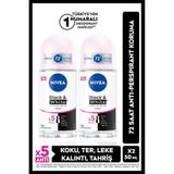 Nivea Black White Invisible Clear 2x50 ml Kadın Roll On Deodorant