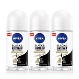 Nivea Black White Invisible Ipeksi Pürüzsüzlük 3x50 ML Kadın Roll-On