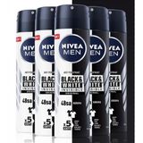 Nivea Black & White Invisible Original Antiperspirant Leke Yapmayan 5x150 ml Erkek Sprey Deodorant
