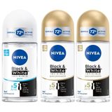 Nivea Black White Invisible Pure 50 ml ve Black White Invisible İpeksi Pürüzsüzlük 50 ml Kadın Roll On Deodorant