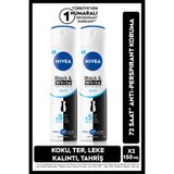NIVEA Black & White Invisible Pure Kadın Sprey Deodorant, 150 ml, 72 Saat Anti-Perspirant Koruma, 2'li Set