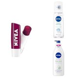 NIVEA Böğürtlen Dudak Bakım Kremi 4.8 gr + Pump Sprey Deodorant Fresh Natural 75ml + Vücut Losyonu Aloe Vera 400 ml
