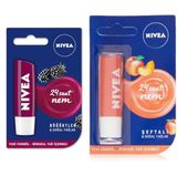 NIVEA Böğürtlen Dudak Bakım Kremi, Böğürtlen Kokusu, 4.8 gr X3 + NIVEA Şeftali Dudak Bakım Kremi 4,8 g, Şeftali Kokusu