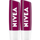 Nivea Böğürtlen Dudak Bakım Kremi, Bordo Işıltı, 24 Saat Nemlendirici, X2 Adet