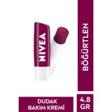 NIVEA Böğürtlen Renkli Dudak Bakım Kremi 4.8gr, Nemlendirici, Hafif Bordo Işıltı, Dudak Parlatıcısı