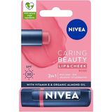 Nivea Caring Beauty Rose Renkli Nemlendirici Dudak Bakım Kremi 4.8gr, SPF30, Allık Etkisi, Dudak ve - 01
