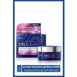 Nivea Cellular Expert Filler Yoğun Yaşlanma Karşıtı Gece Yüz Bakım Kremi 50ml, Hyaluronik Asit, Folik Asit