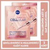 NIVEA Cellular Expert Lift Doğal Retinol Alternatifi Saf Bakuchiol ve Hyaluronik Asit içeren Karşıtı ve Nemlendirici Yüz Kağıt Maske X2 Adet - [d]