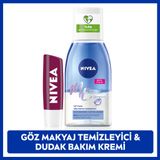 Nivea Çift Etkili 125 ml Göz Makyaj Temizleyici ve Böğürtlen Renkli Dudak Bakım Kremi