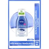 NIVEA Çift Fazlı Göz Makyaj Temizleyici 125 ml,Biotin,Kirpik Bakımı,Suya Dayanıklı Maskara ve Makyaj