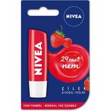Nıvea Çilek Dudak Bakım Kremi 4.8 G, 24 Saat Nem, Dudak Bakımı, Çilek Kokusu, Hafif Kırmızı Işıltı - YOK
