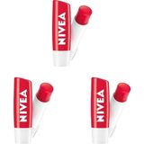 NIVEA Çilek Dudak Bakım Kremi 4.8 gr, 24 Saat Nemlendirme,Çilek Kokusu,Işıltılı Renk,Mineral Yağı İçermez (3 paketi)