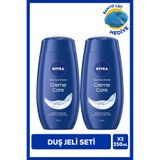 NIVEA Creme Care Duş Jeli 250ml ve Banyo Lifi Hediyeli, C Vitamini, Nemlendirici, X2 Adet, Avantajlı Paket