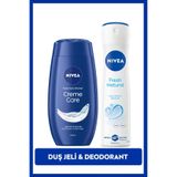 Nivea Creme Care Nemlendirici Duş Jeli 250ml ve Kadın Sprey Deodorant Fresh Natural 150ml, 48 Saat Koruma