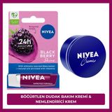 Nivea Creme Nemlendirici 250ML ve Böğürtlen Dudak Bakım Kremi 4.8gr, Hafif Bordo Işıltı, Pürüzsüz Dudaklar