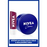 NIVEA Creme Nemlendirici 250ml Ve Nemlendirici Böğürtlen Renkli Dudak Bakım Kremi 4.8gr,hafif Bordo Işıltı