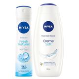 NIVEA Creme Soft Banyo ve Duş Jeli 500ml ve Kadın Sprey Deodorant Fresh Natural 150ml, 48 Saat Ter Karşıtı