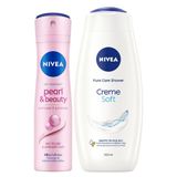 NIVEA Creme Soft Banyo ve Duş Jeli 500ml ve Kadın Sprey Deodorant Pearl&Beauty 150ml, 48 Saat Ter Karşıtı